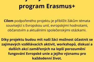 Plakát projektu Jean Monnet programu Erasmus+ zaměřeného na přiblížení témat Evropské unie studentům.